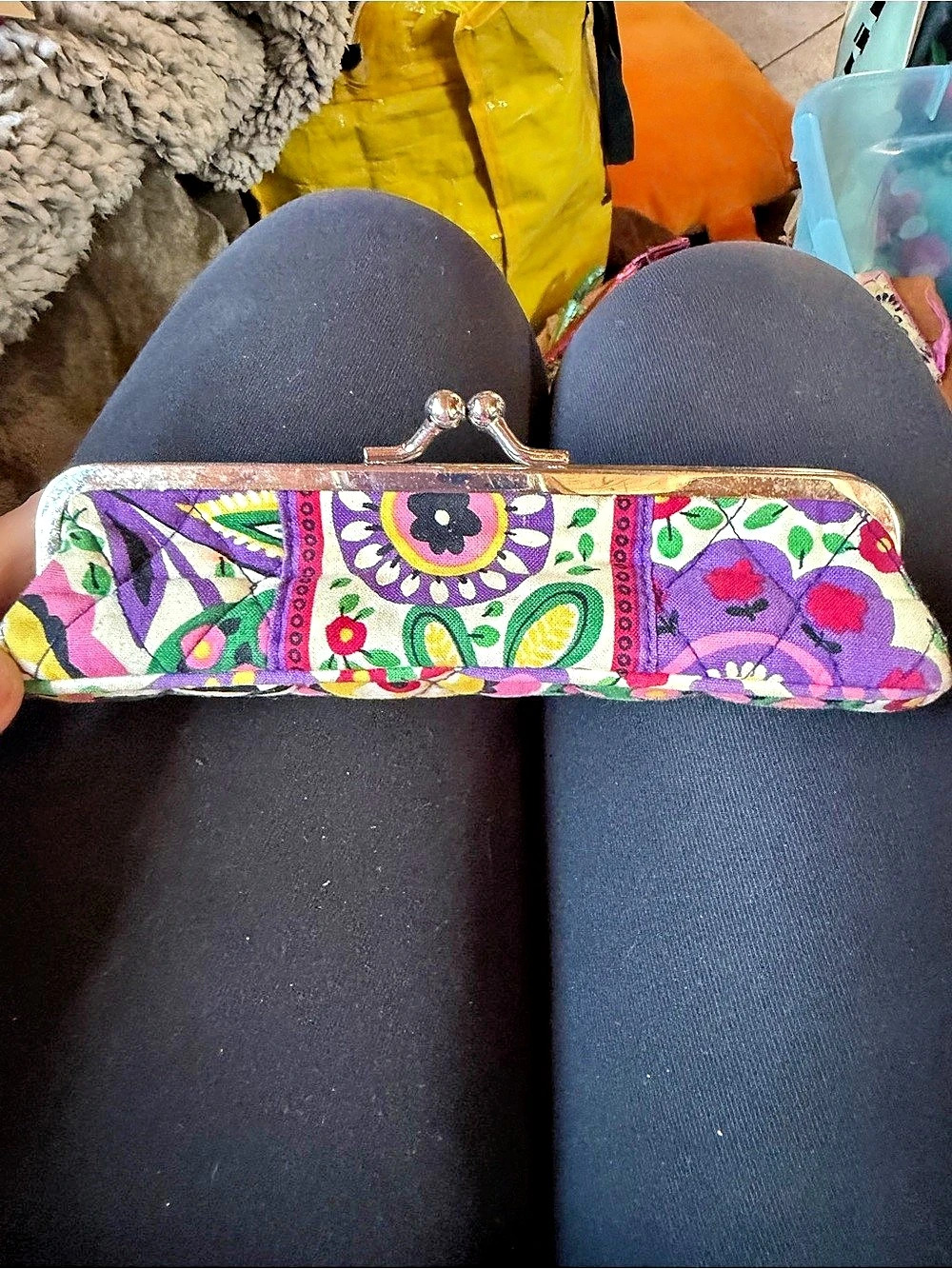 Vera Bradley Kiss Lock Slim Eyeglass Case Floral Multicolor & Purple